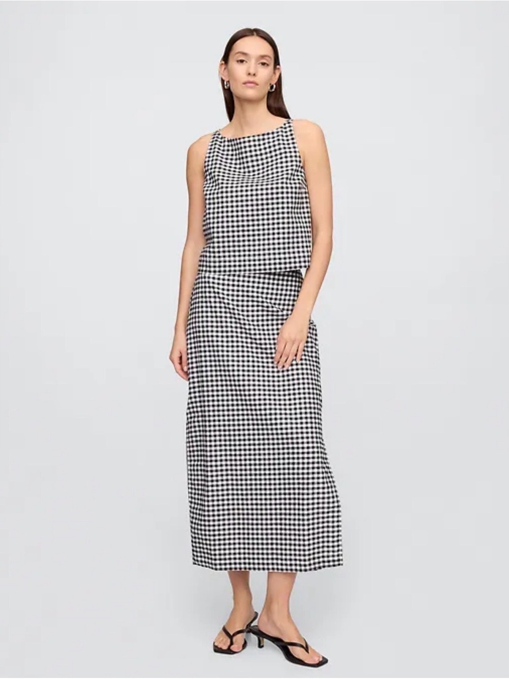 GAP Black and White Gingham Maxi Skirt